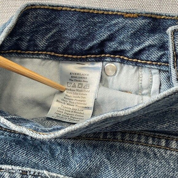 Everlane High Rise Distressed 90's The Cheeky Jeans Size 27 Crop Organic Cotton - Picture 6 of 12